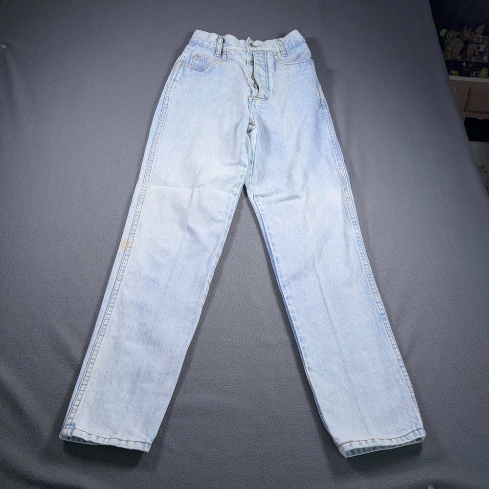 Vintage Jeanjer Acid Wash Mom Jeans Womens 5/6 Button Fly High Rise 24x29.5
